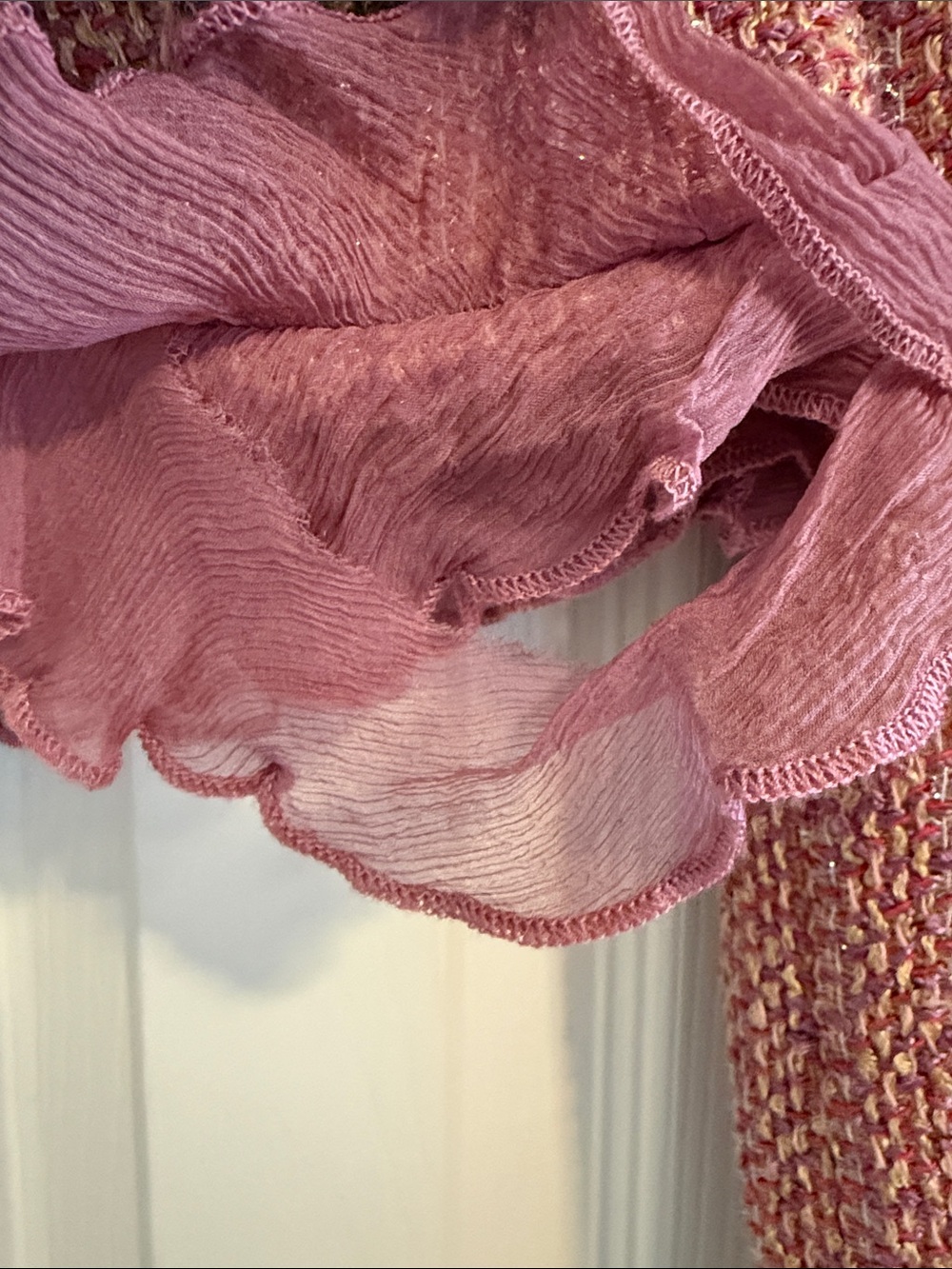 True Meaning Pink Tweed Ruffle Cropped Jacket - Picture 3 of 9